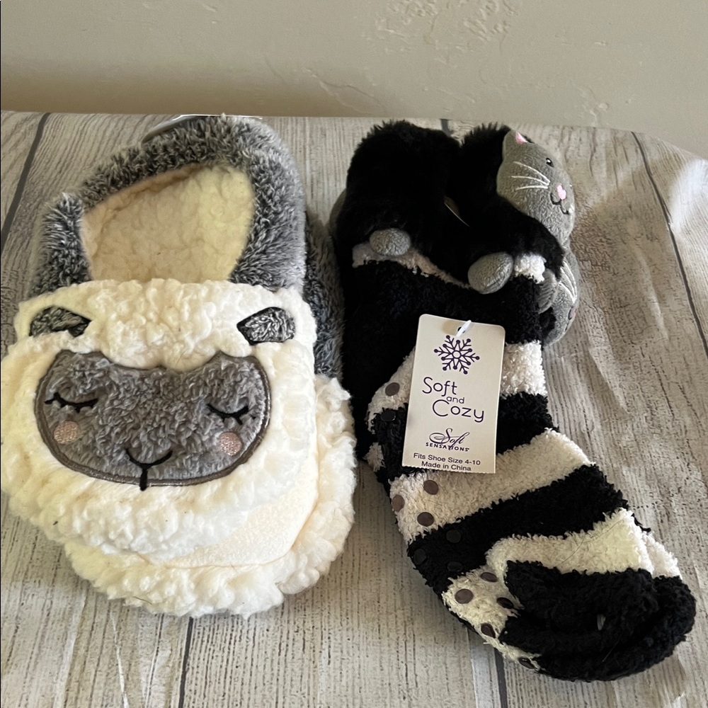 Soft Cozy Sheep and Cat Slippers